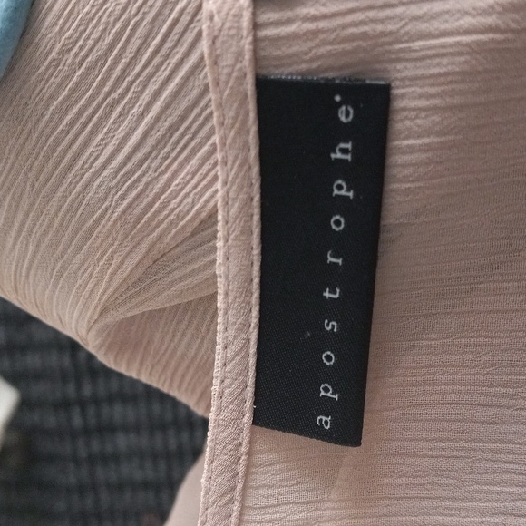 Apostrophe Beige Sheer Top With V-Neck Embellished  Size XL - Picture 5 of 6